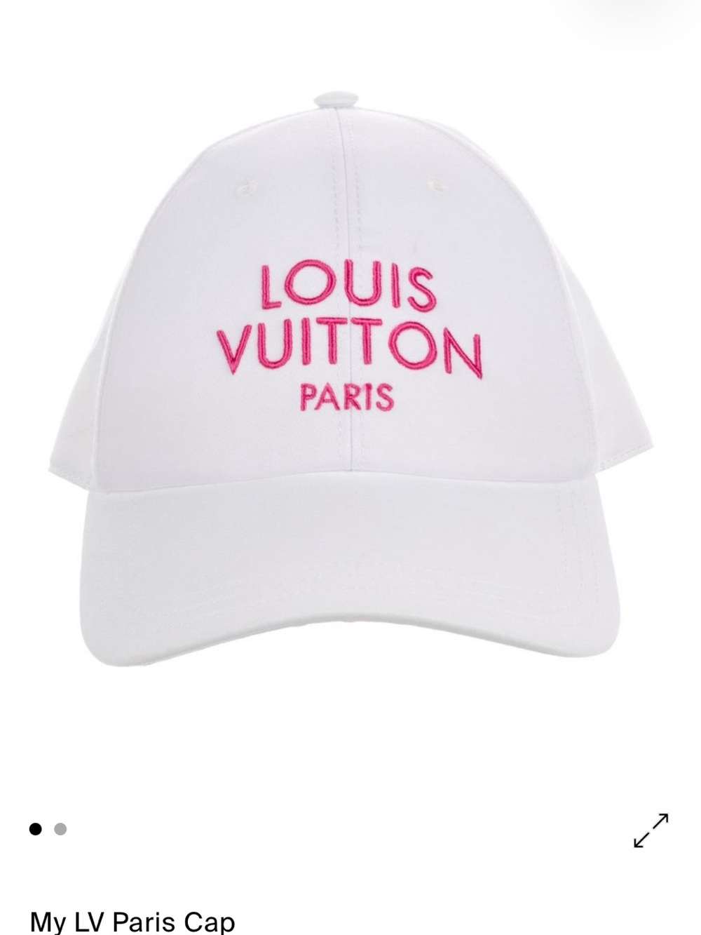 Louis Vuitton White Baseball Cap with Pink Logo